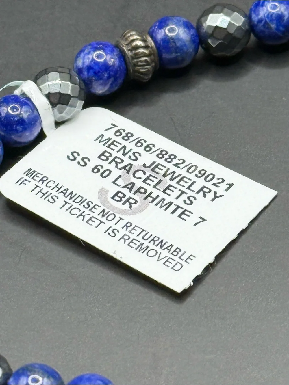 EFFY Sterling Silver Men's Lapiz Lazuli & Hematite Bead Stretch Bracelet